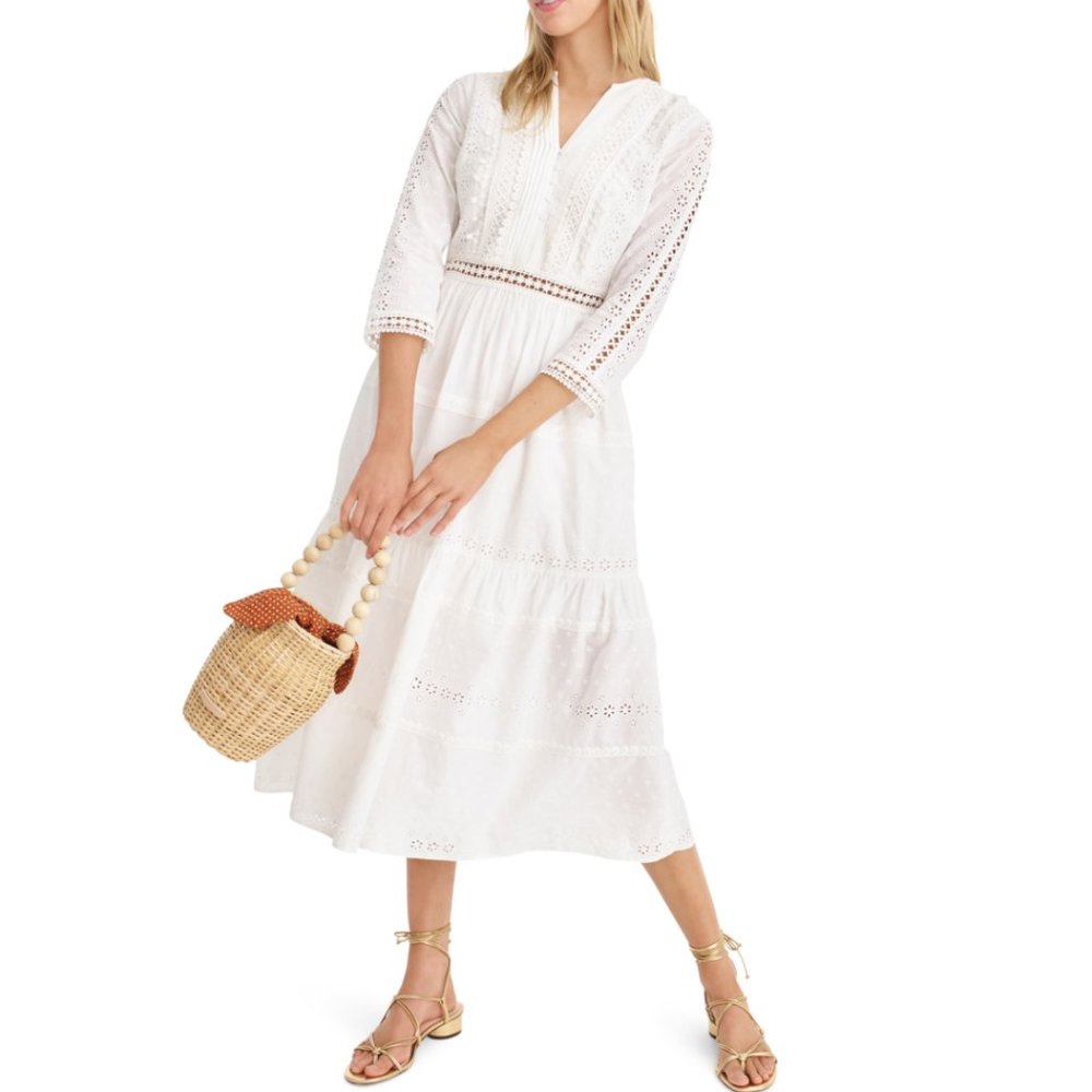 NWOT J.Crew Tiered Eyelet Prairie Dress - 8